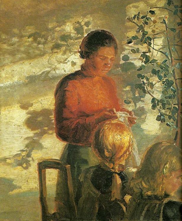Anna Ancher to smapiger far undervisning i syning China oil painting art